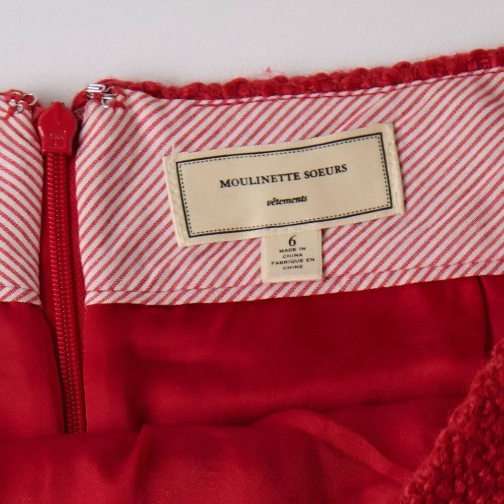 Moulinette Soeurs Pencil Skirt 6 Tweed Classic Boucle Wool‎ Retro Valentines Day - Picture 7 of 9